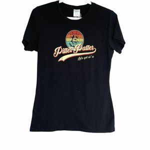 Pitter Patter Black Crew Neck TSHIRT Small Cot